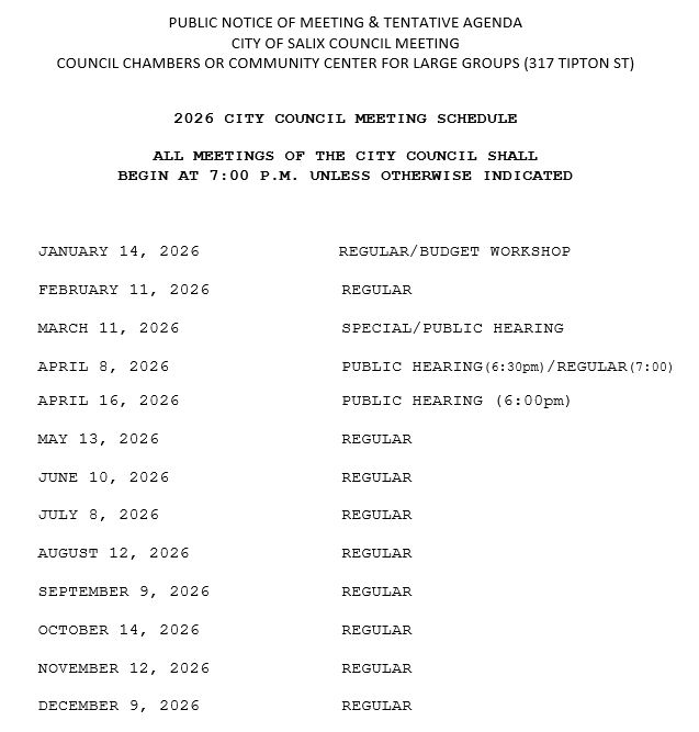 Council Meeting Dates