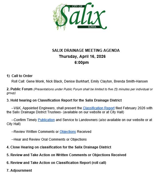 Classification Hearing Agenda