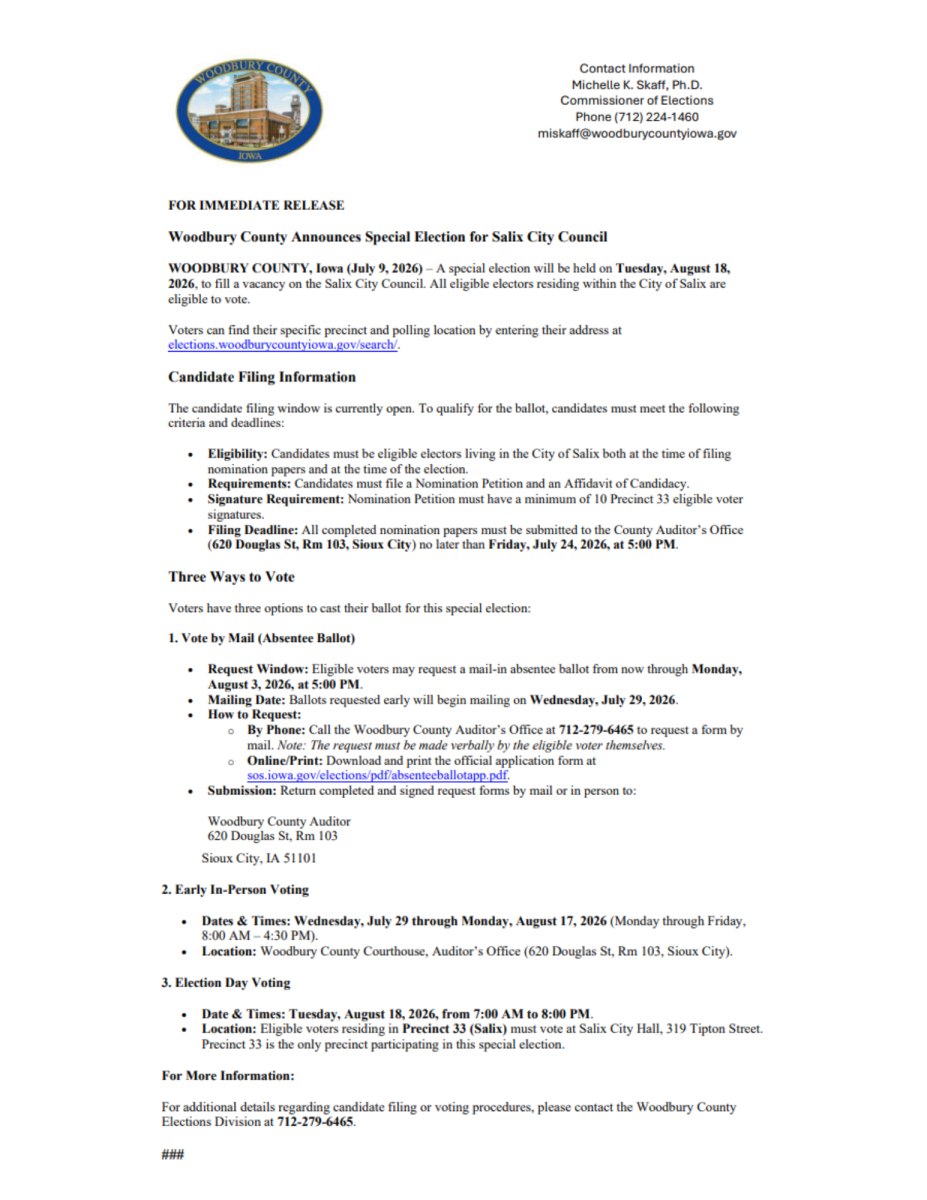 Notice of 2026 Special Election