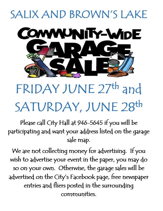 Flier for garage sales June 27th & 28th